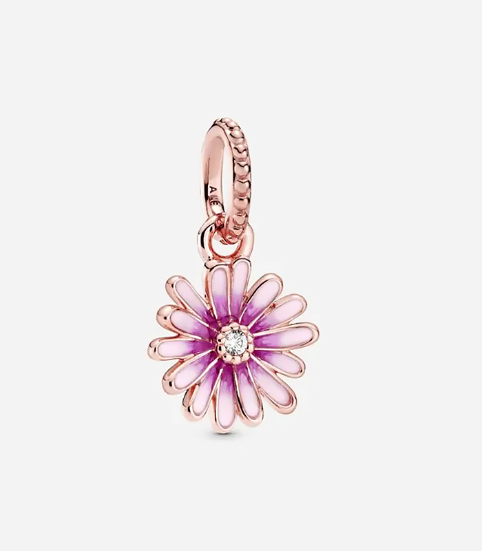 Pink Daisy Flower Dangle Charm